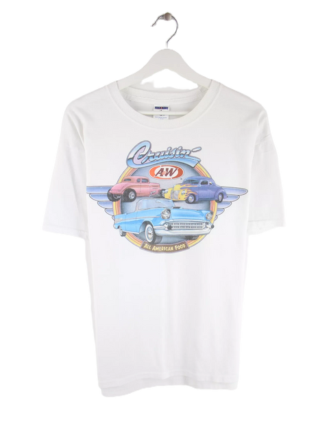 Jerzees 90s Vintage Cruisin' A&W Print T-Shirt Weiß M