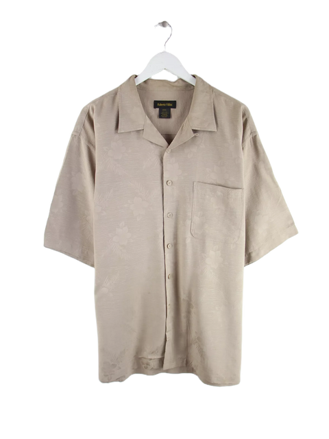 Vintage Kurzarm Seiden Freizeit Hemd Beige 3XL