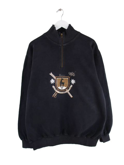 Vintage Vall Alpine Skiing Style Half Zip SweaterSchwarz XL