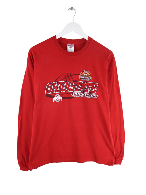 Jerzees 2007 Vintage Ohio State Buckeyes BCS Championship Print Langarm T-Shirt Rot L