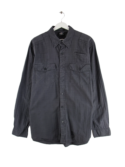 Harley Davidson Workwear Embroidered Back Logo Freizeit Hemd Grau L