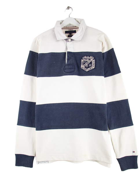 Tommy Hilfiger 00s Crest Patch Number Back Stripe Langarm Polo Mehrfarbig XL