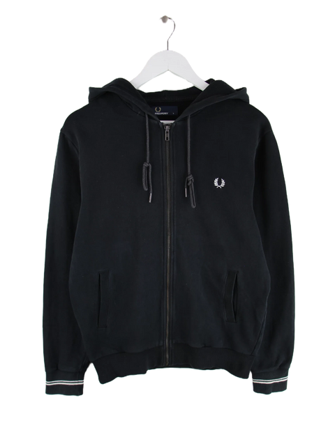 Fred Perry Stripe Cuffs Zip Hoodie Schwarz S