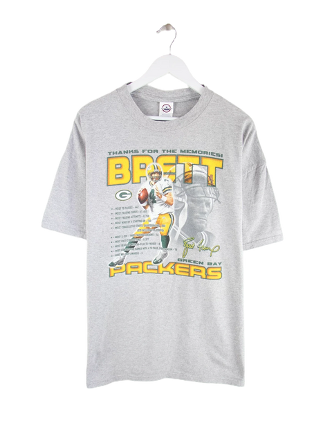 Delta 00s NFL Green Bay Packers Brett Favre Print T-Shirt Grau XL