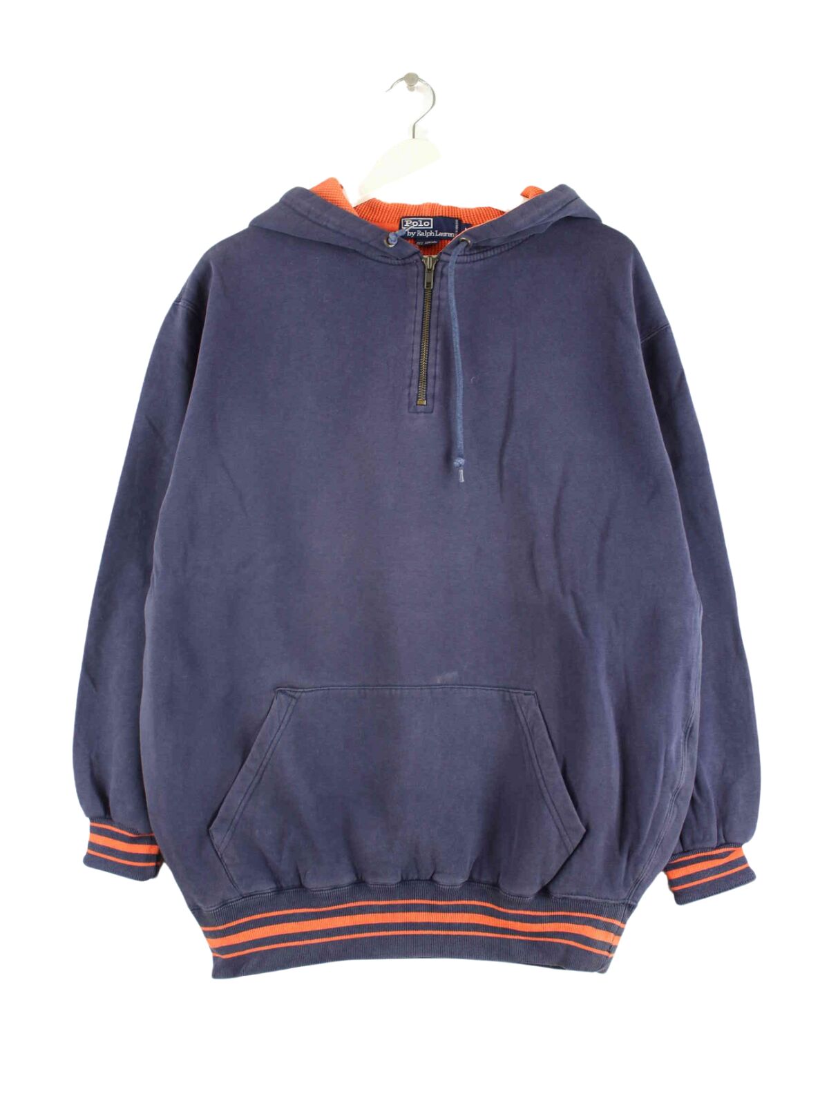 Ralph Lauren 90s Vintage Half Zip Hoodie Blau M (front image)