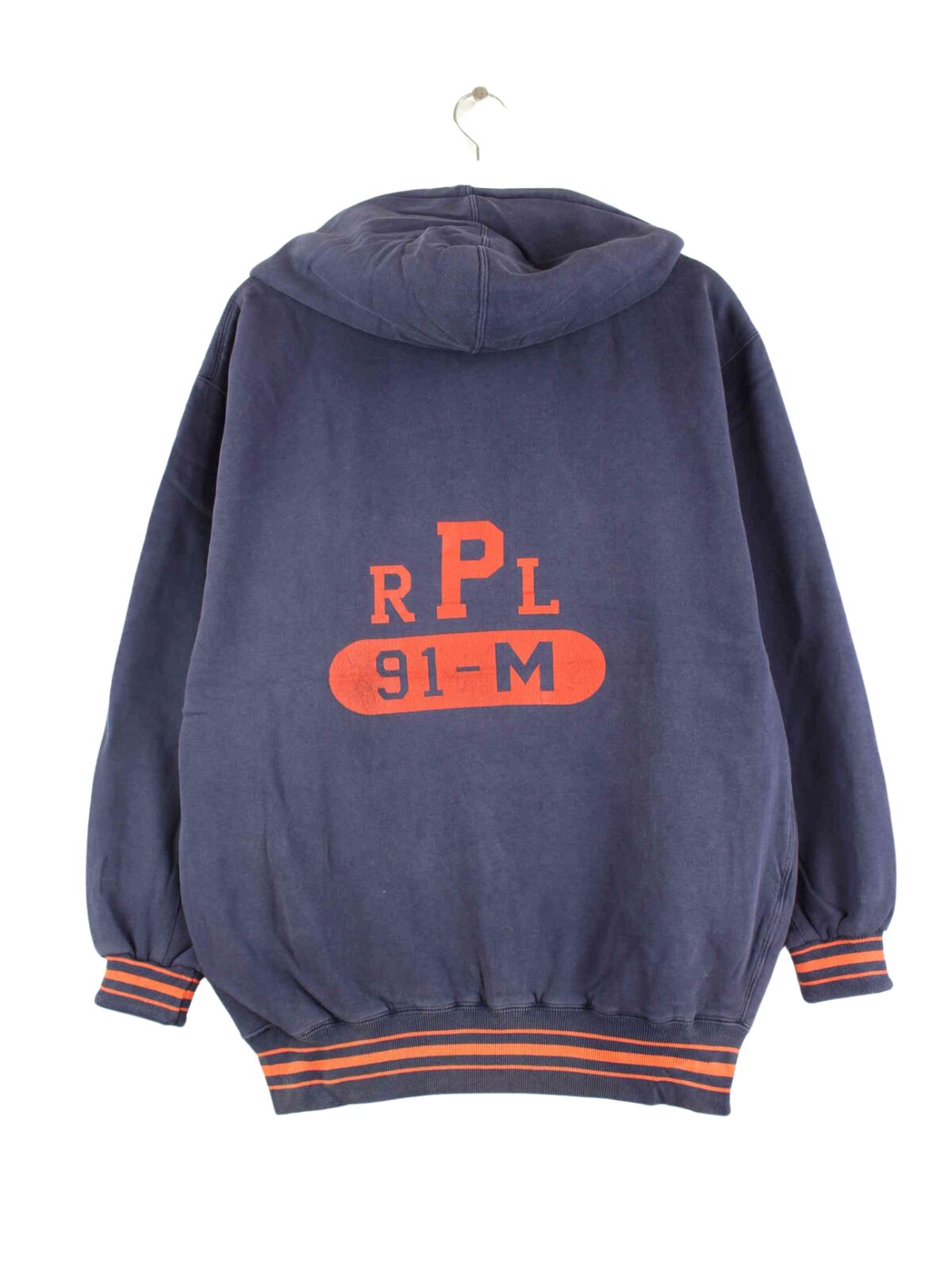 Ralph Lauren 90s Vintage Half Zip Hoodie Blau M (back image)