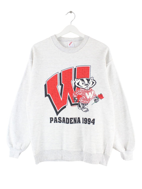 Jerzees 1994 Vintage Wisconsin Badgers Print Sweater Grau L