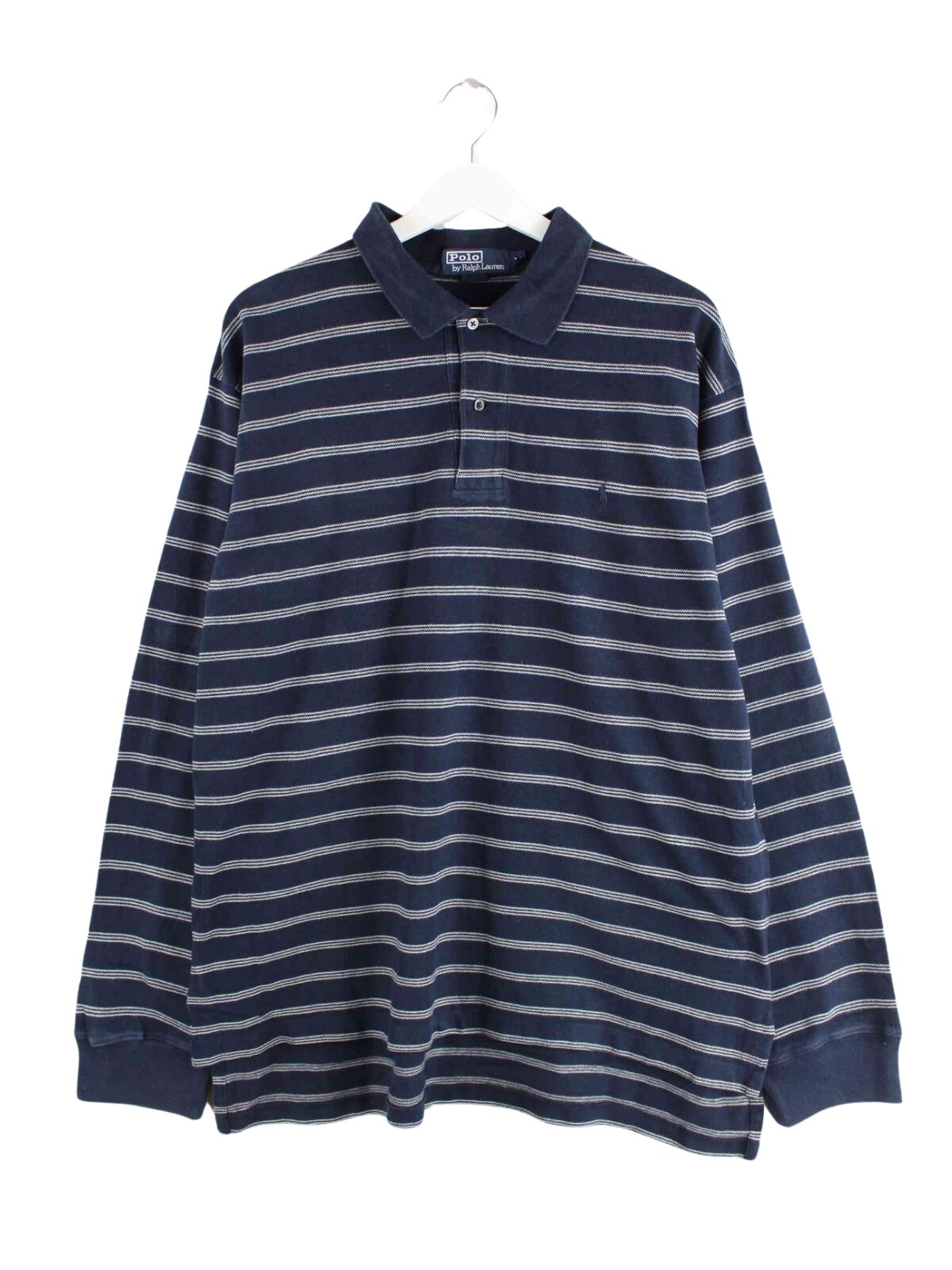 Ralph Lauren Gestreiftes Langarm Polo Blau XL (front image)