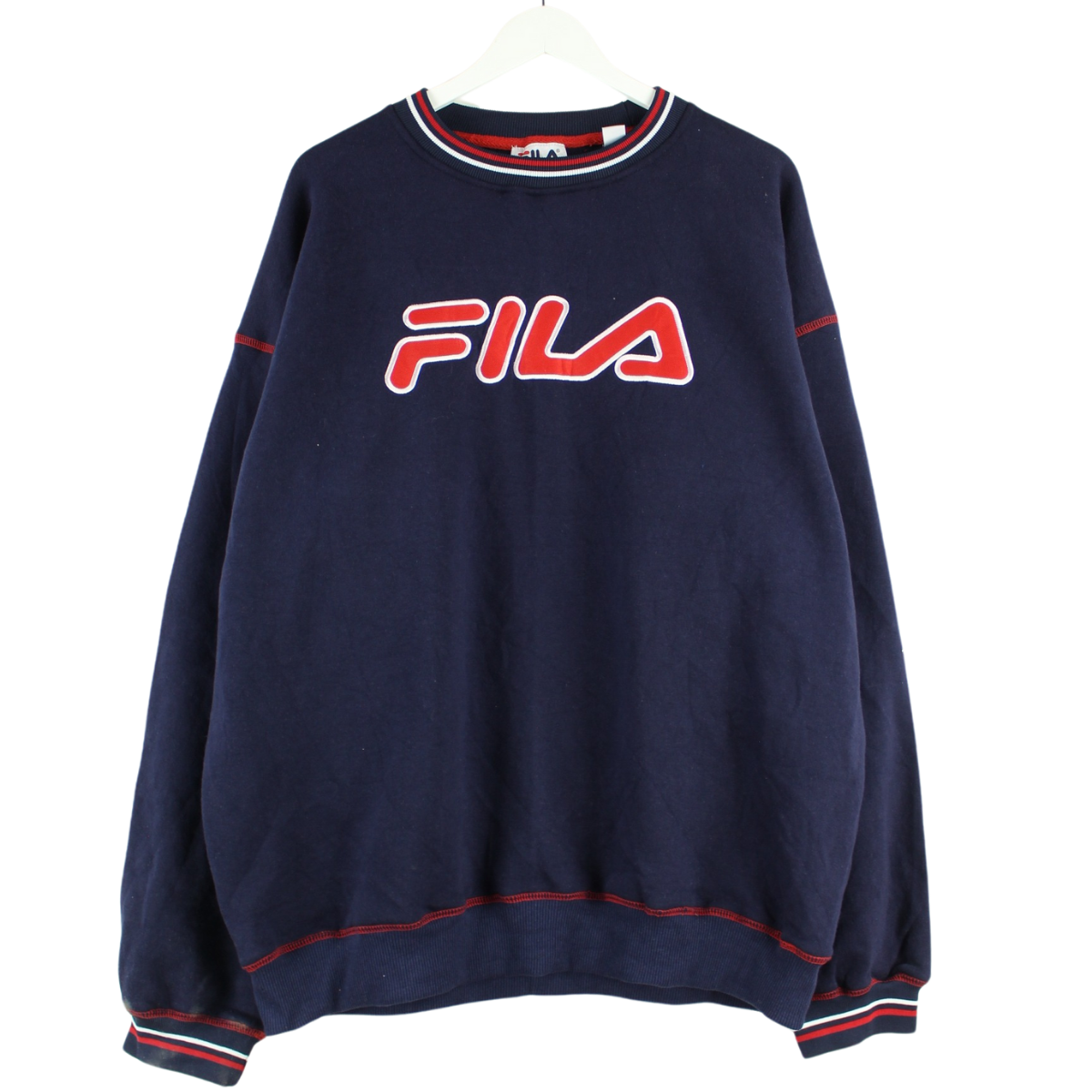 Fila 90s Vintage Embroidered Sweater Blue XXL