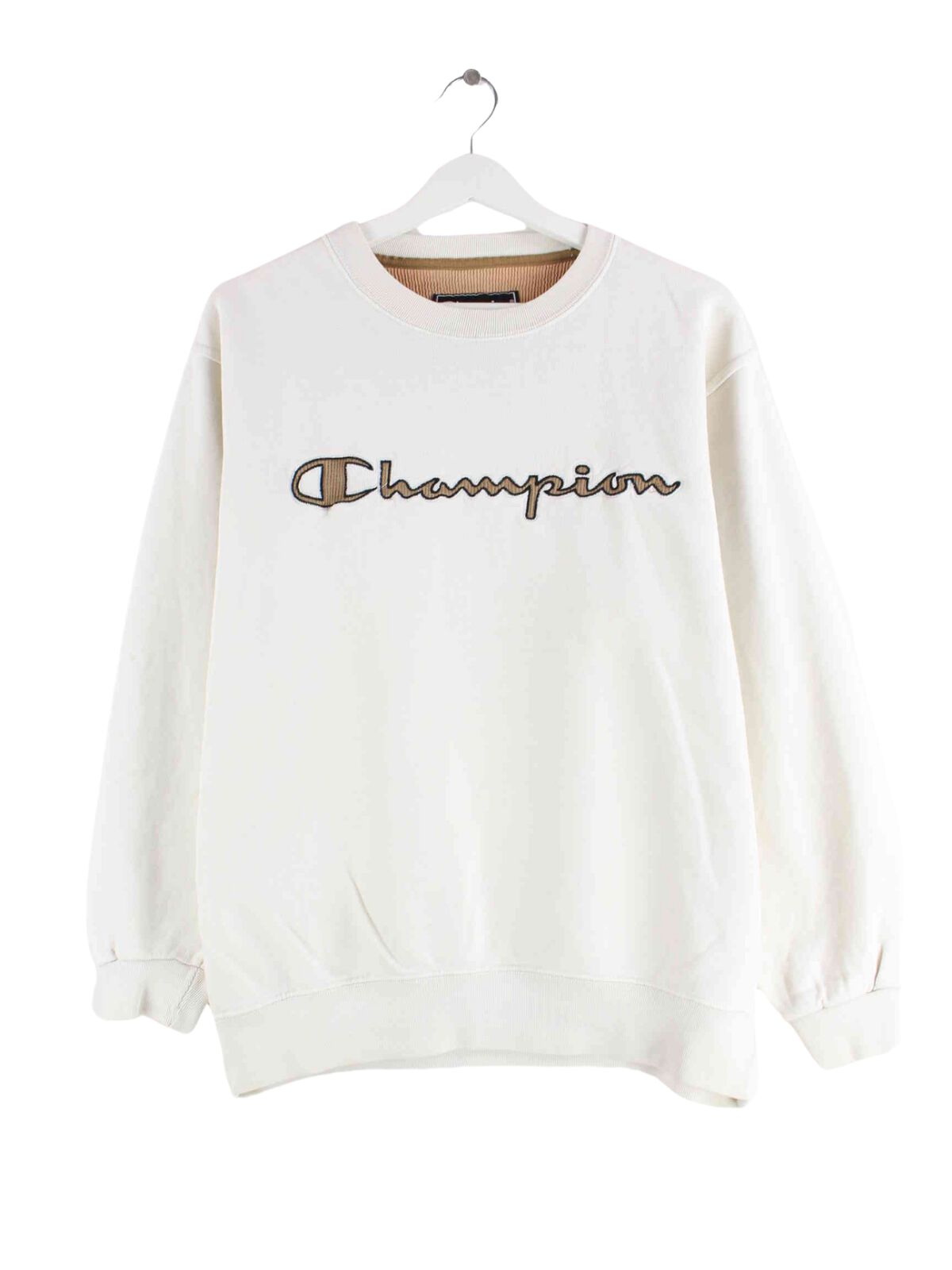 Champion y2k Embroidered Logo Sweater Beige M (front image)