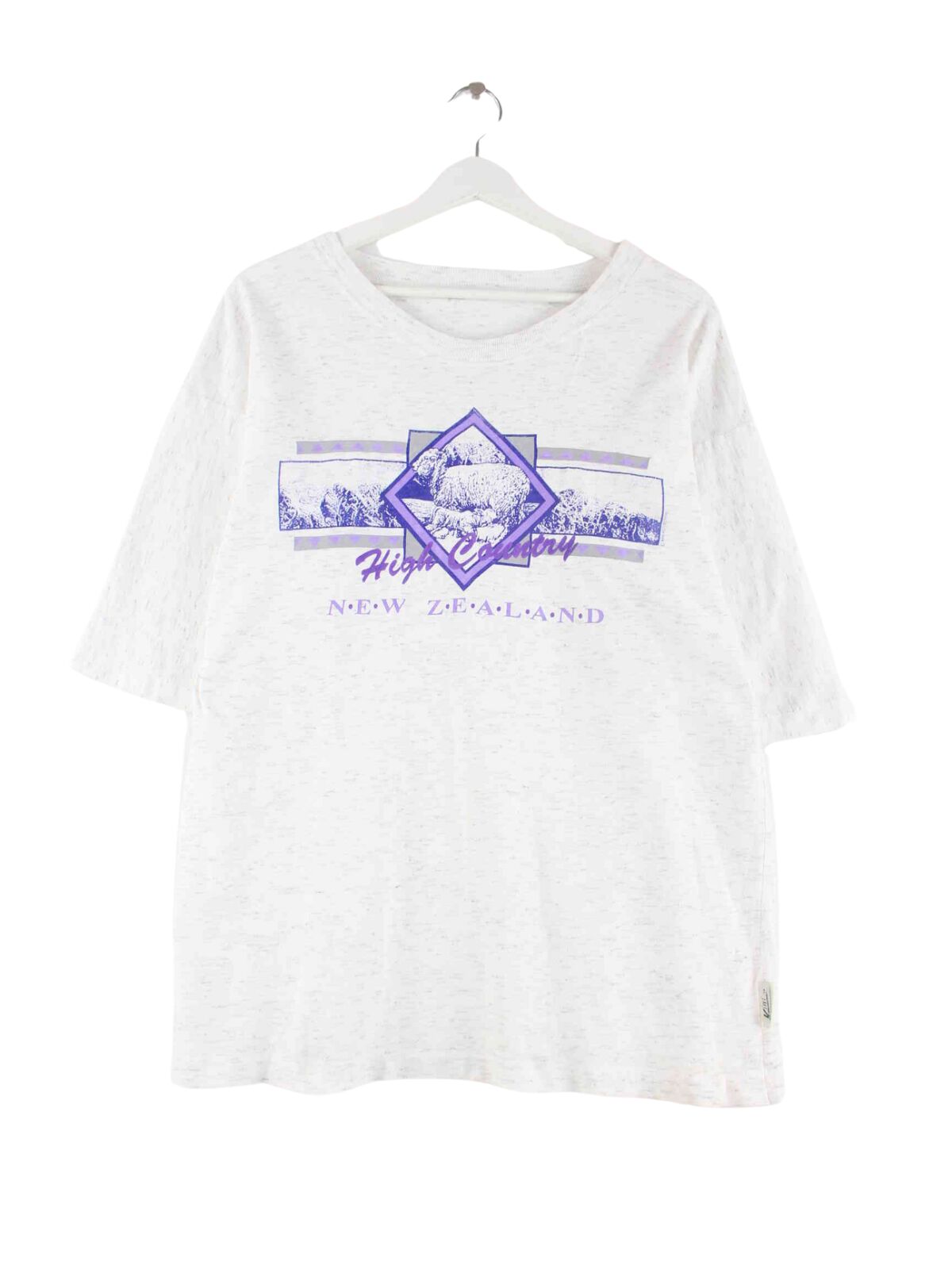 Vintage 80s New Zealand Print Single Stitch T-Shirt Weiß M (front image)