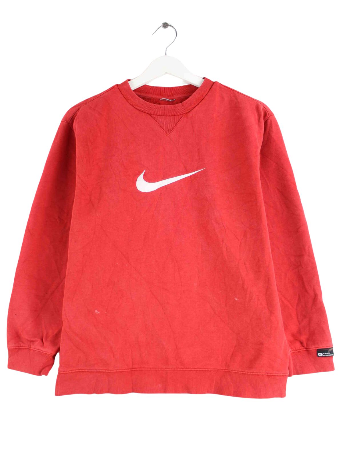 Nike 90s Vintage Big Swoosh Embroidered Sweater Rot S (front image)