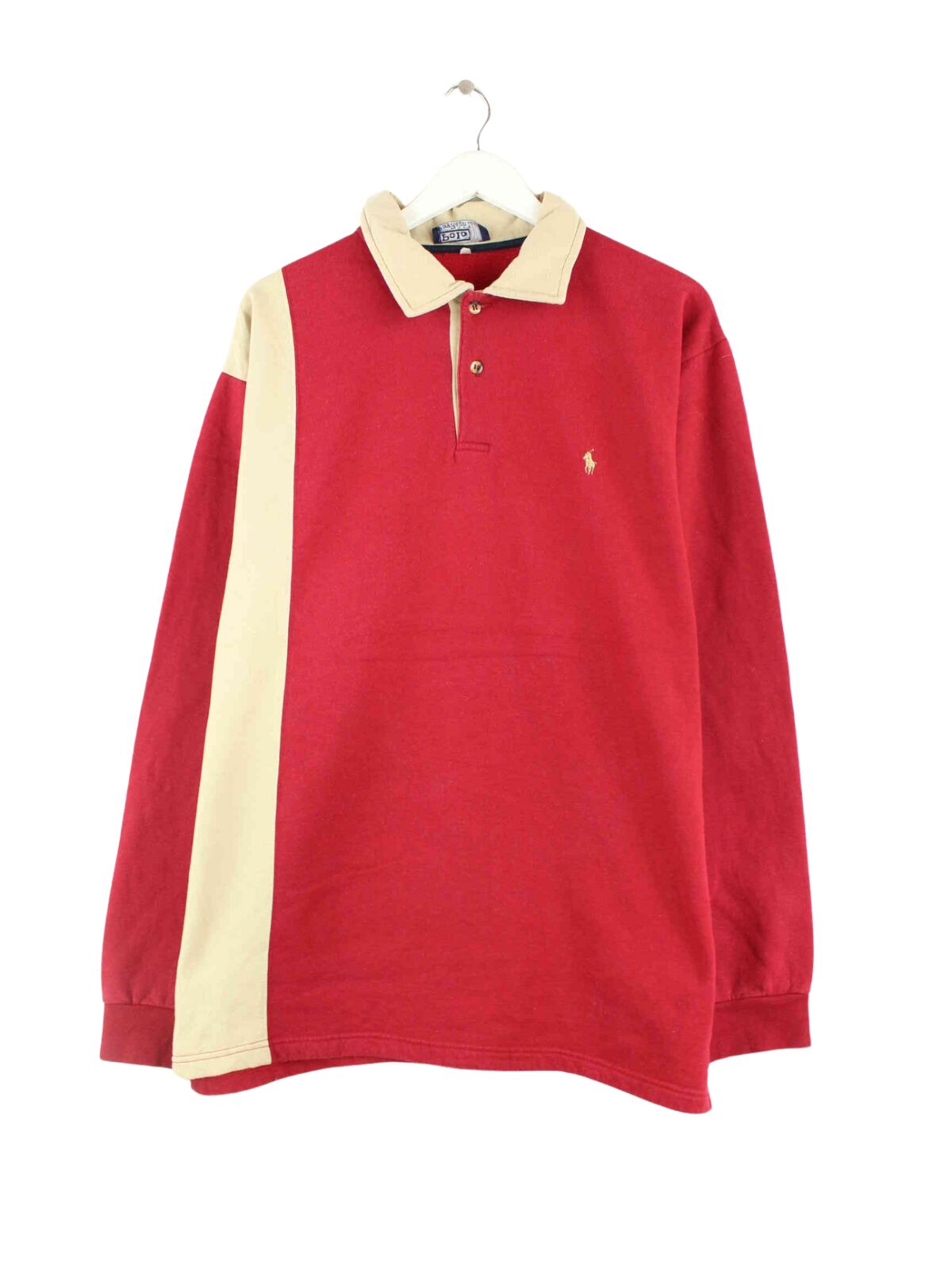Ralph Lauren 90s Vintage Langarm Polo Rot XL (front image)