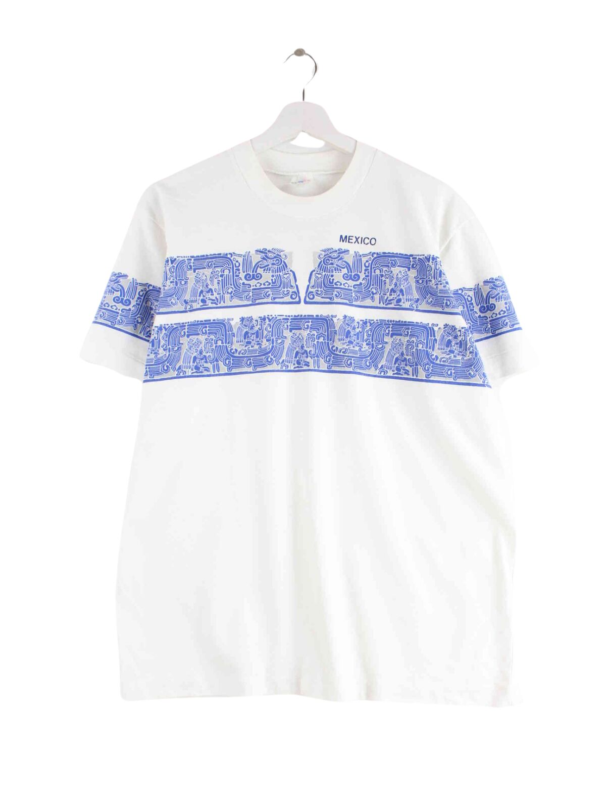 Vintage 90s Mexico Print Single Stitched T-Shirt Weiß S (front image)
