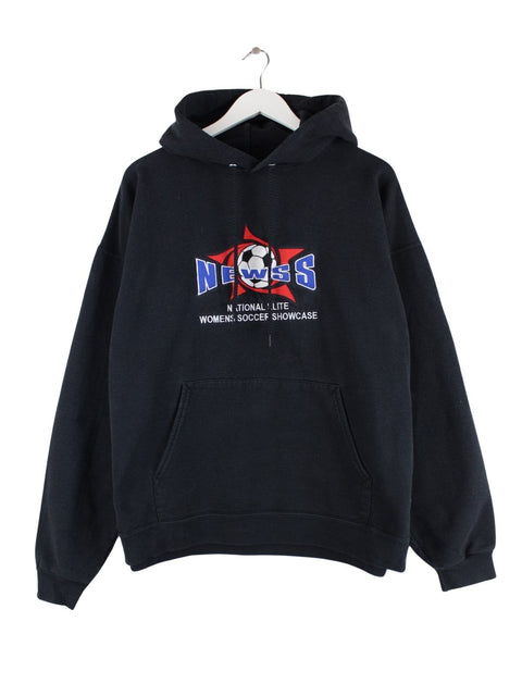 Hanes 90s Vintage Women Soccer Hoodie Schwarz L