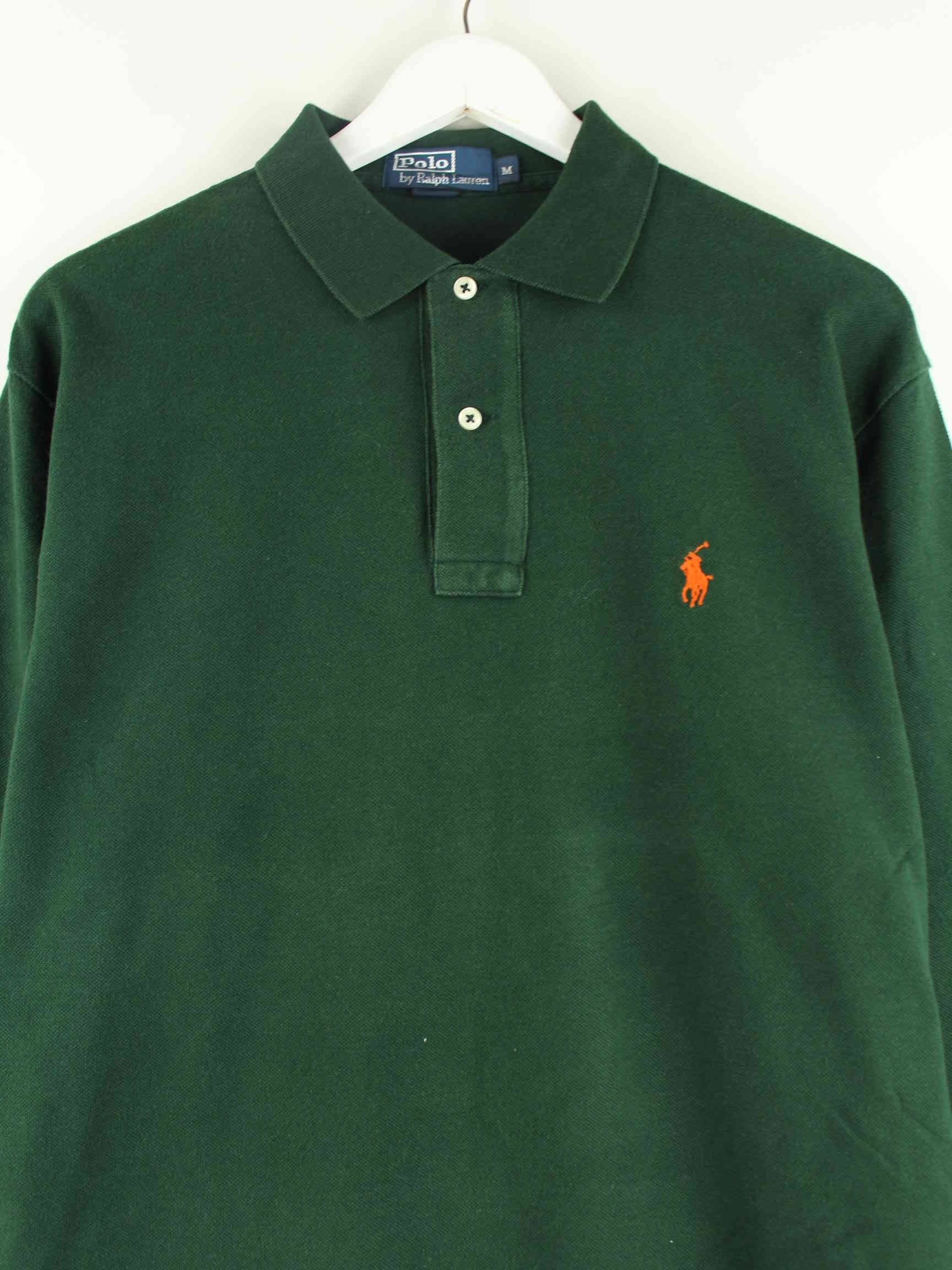 Ralph Lauren 90s Vintage Langarm Polo Grün M (detail image 1)