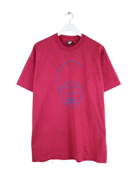 Screen Stars 90s Vintage Spring Camp Print Single Stitch T-Shirt Rot XL