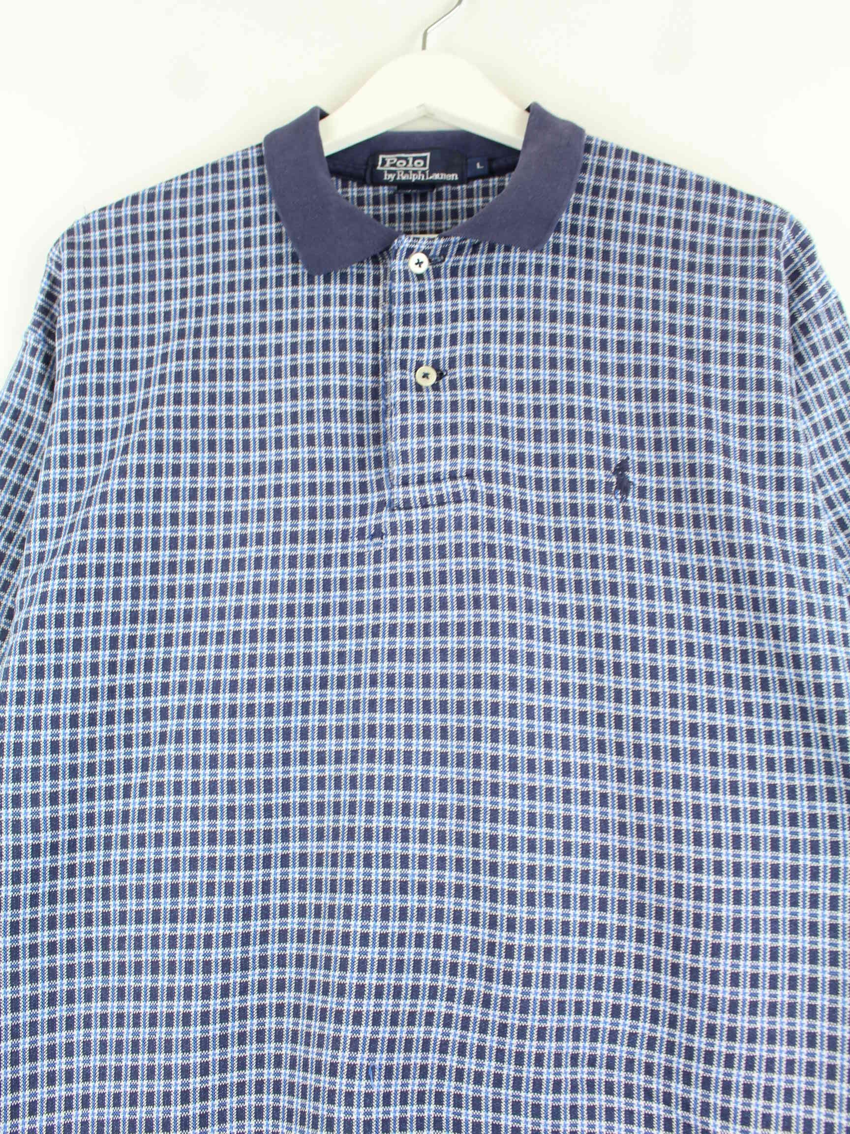 Ralph Lauren 90s Vintage Checked Polo Blau L (detail image 1)