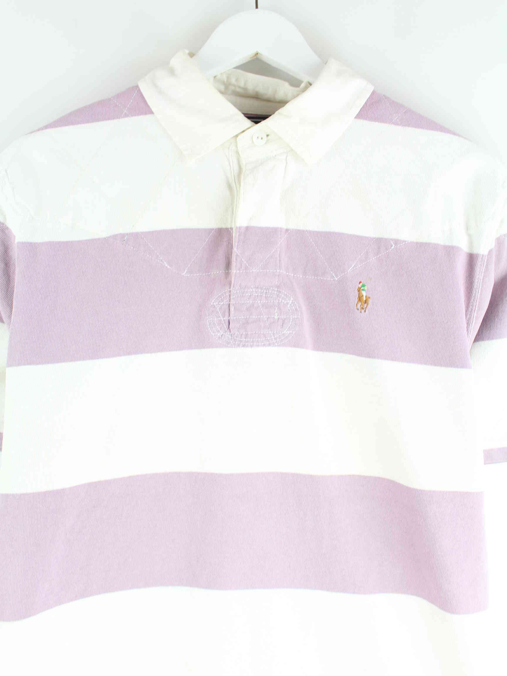 Ralph Lauren 90s Vintage Gestreiftes Polo Weiß L (detail image 1)