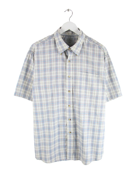 L.L. Bean Check Kurzarm Hemd Blau L