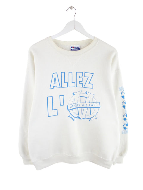 Hanes 90s Vintage Olympique De Marseille Sweater Weiß M