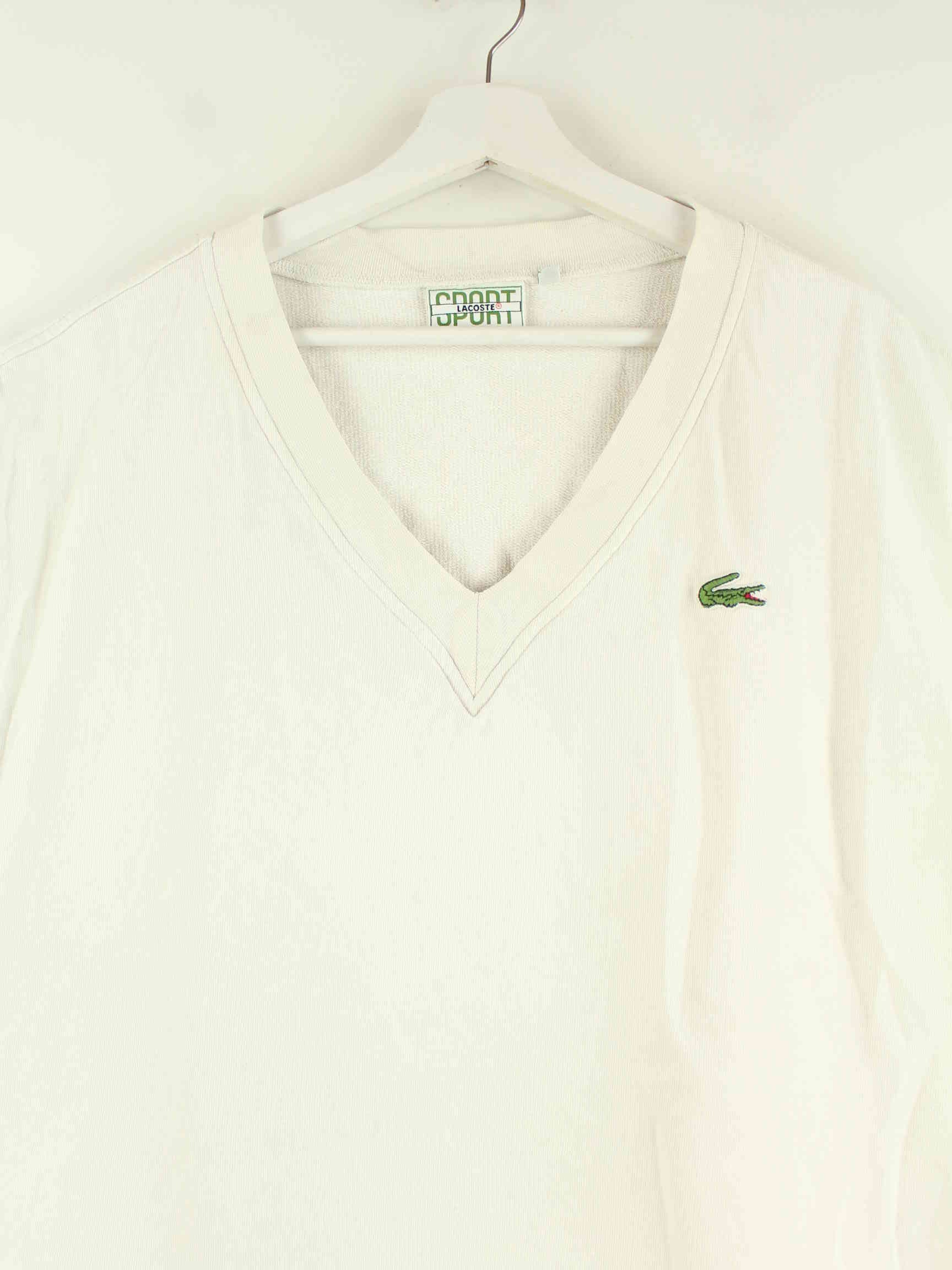 Lacoste 90s Vintage V-Neck Pullunder Weiß XXL (detail image 1)