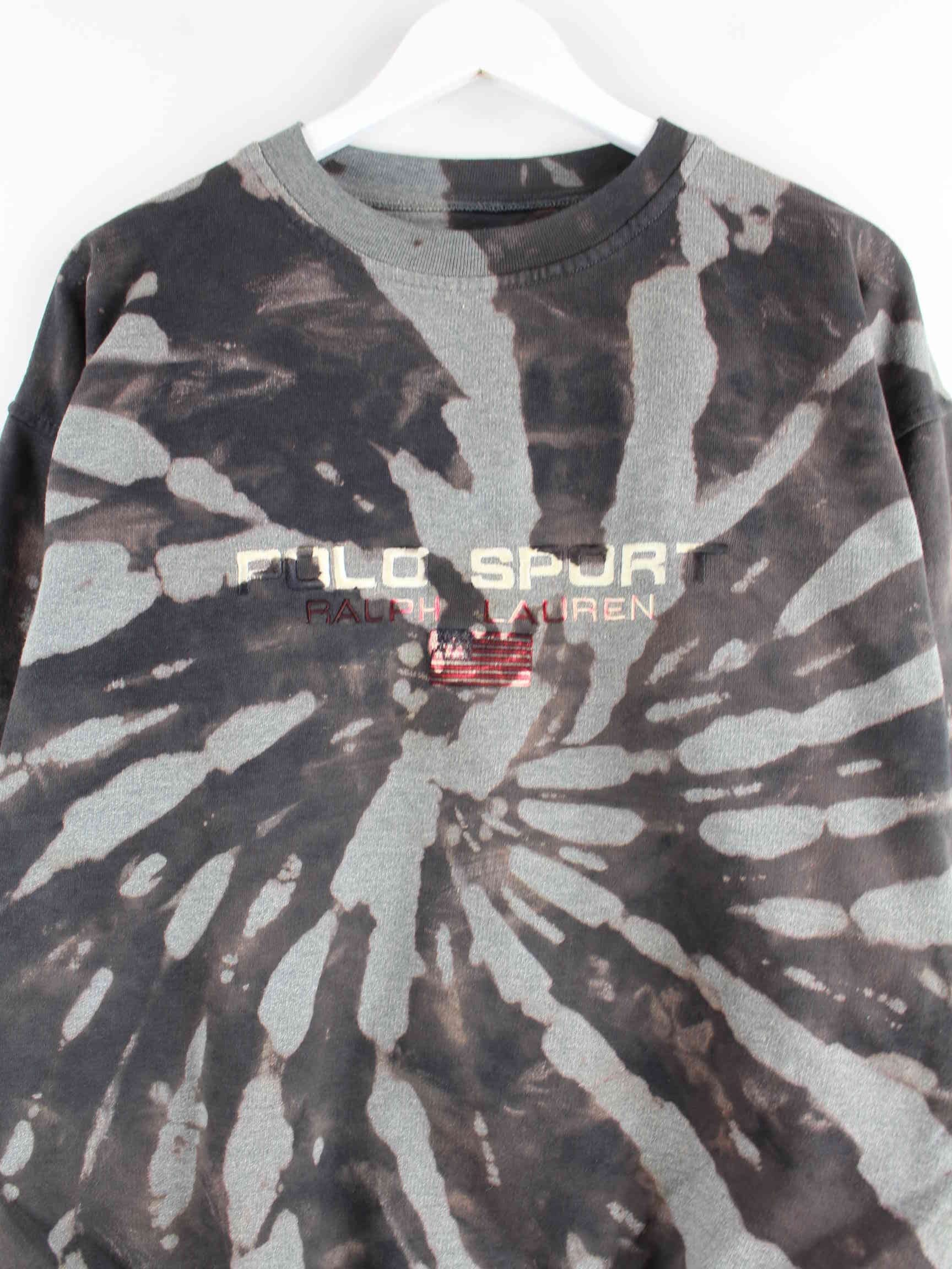 Ralph Lauren y2k Polo Sport Embroidered Tie Dye Sweater Grau S (detail image 1)