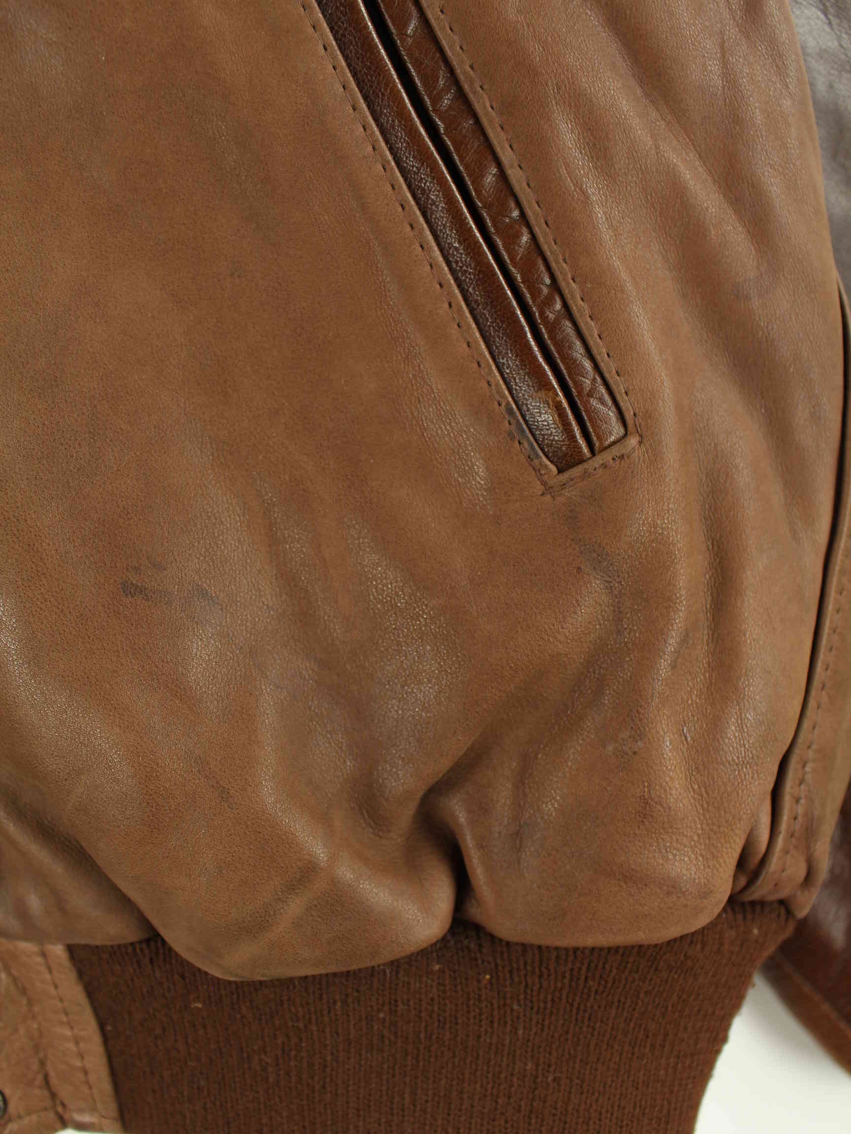 Vintage 90s Kudsak Airborne Leder Jacke Braun L (detail image 6)