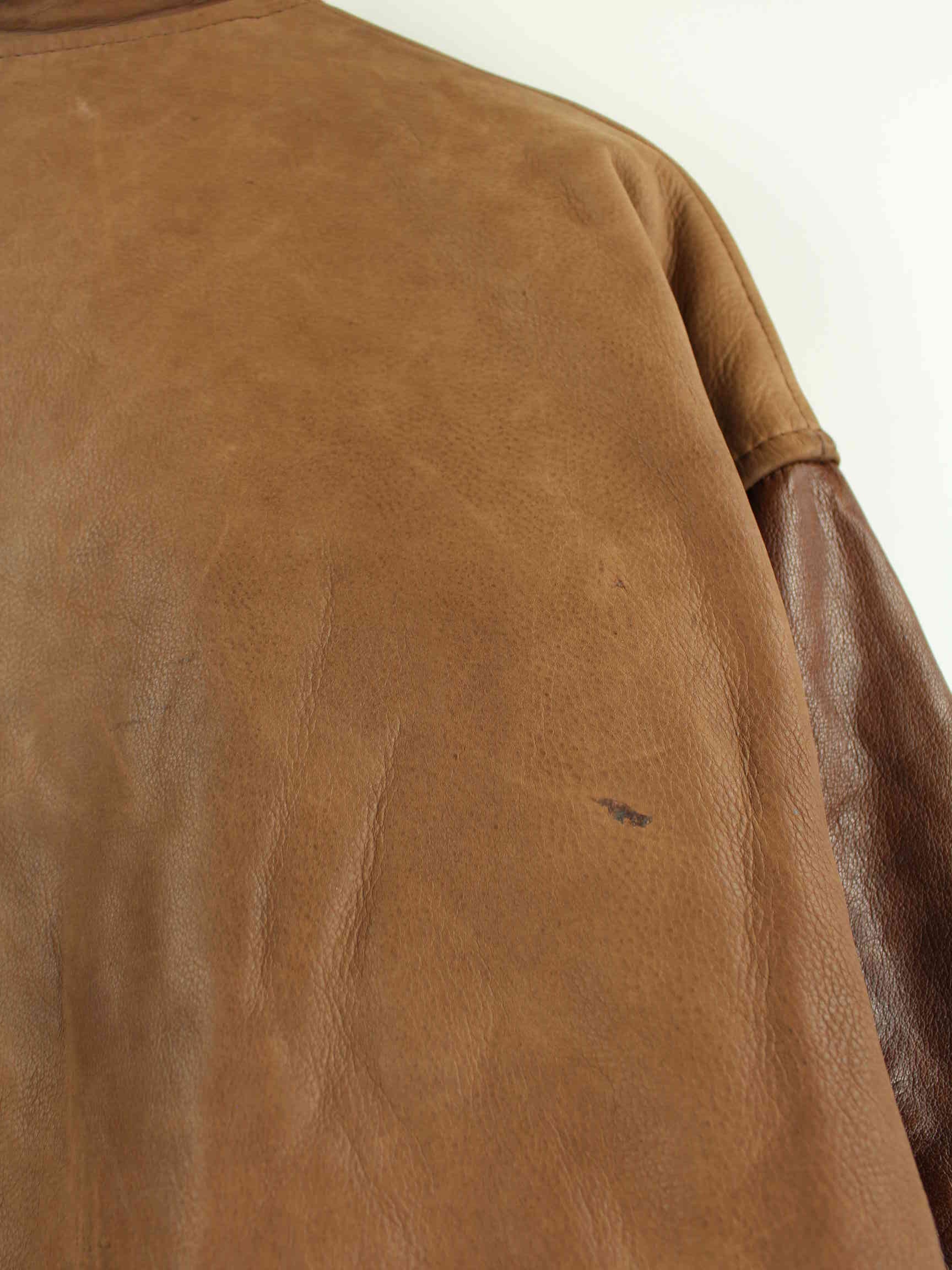 Vintage 90s Kudsak Airborne Leder Jacke Braun L (detail image 8)