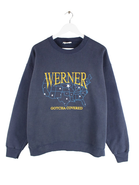 Lee 00s Werner USA Print Sweater Blau L