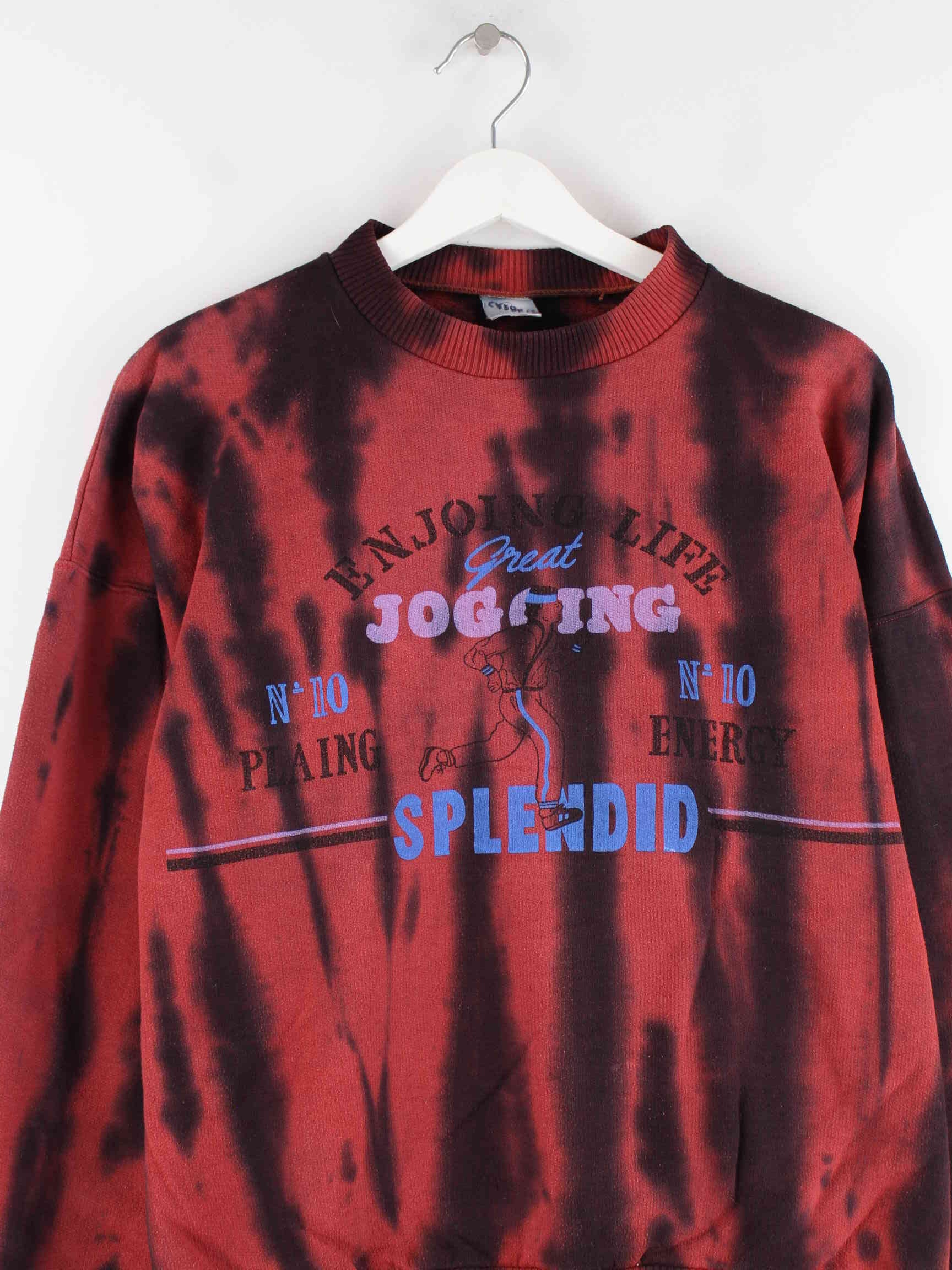 Vintage 90s Jogging Print Tie Dye Sweater Rot (detail image 1)