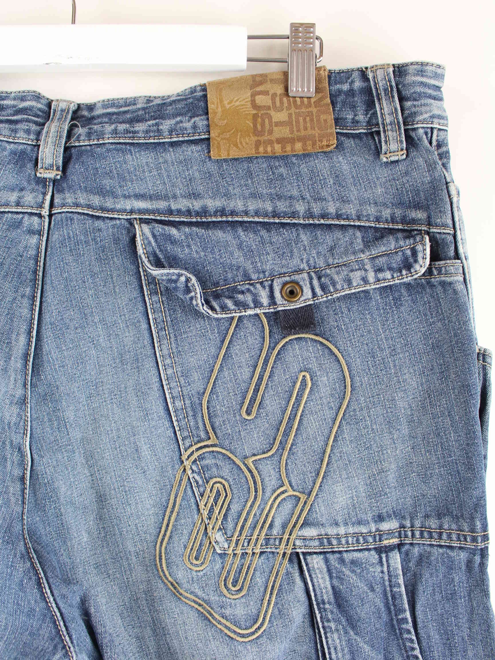 Engelbert Strauss y2k Embroidered Workwear Carpenter Jeans Blau (detail image 3)
