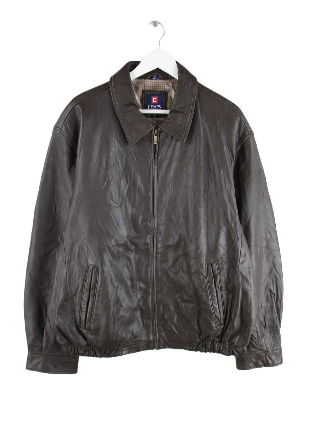 Chaps by Ralph Lauren Lederjacke Braun XXL – Vorderseite