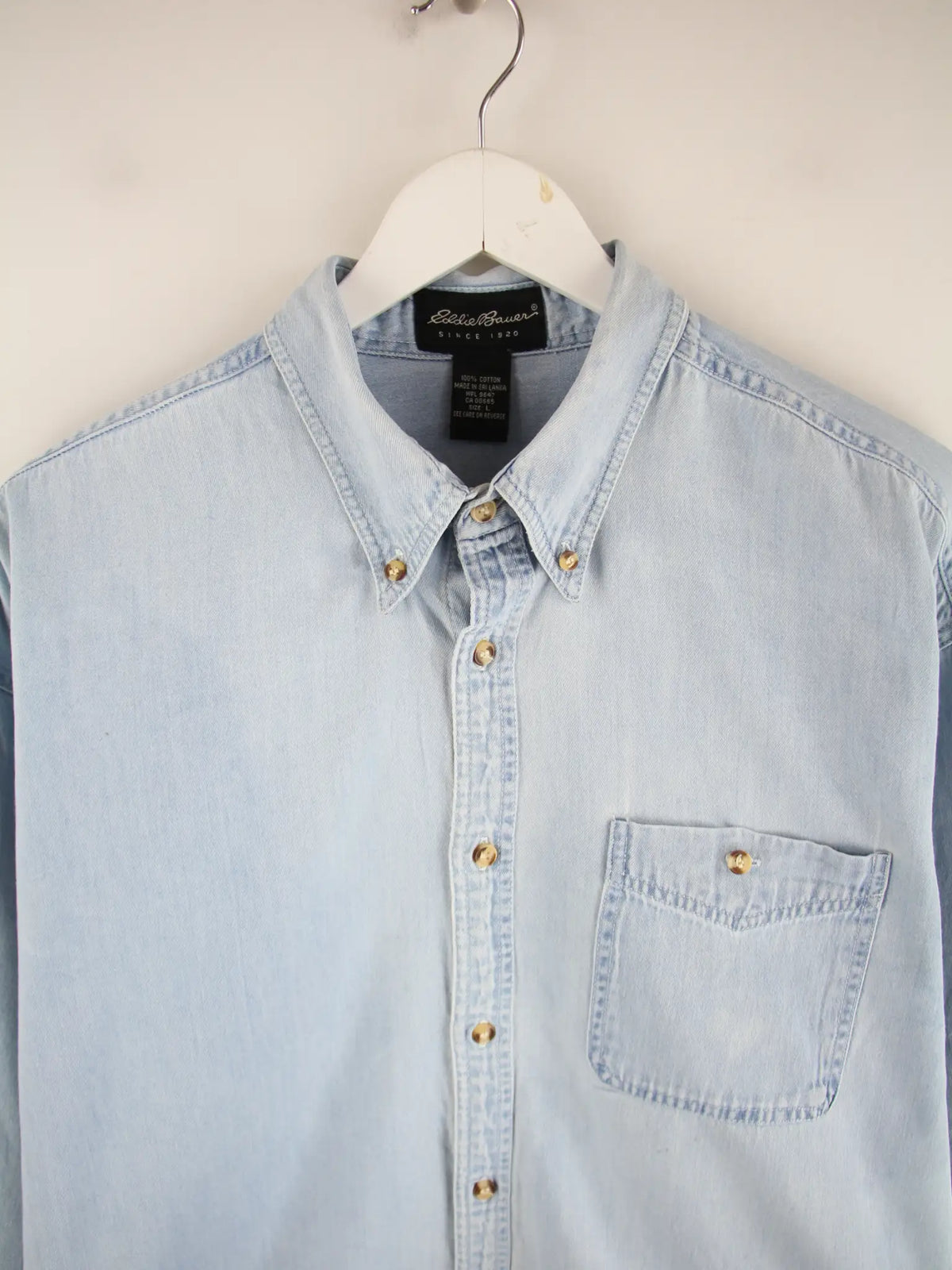 Eddie Bauer Freizeit Hemd Blau L – Detailansicht Vorderseite