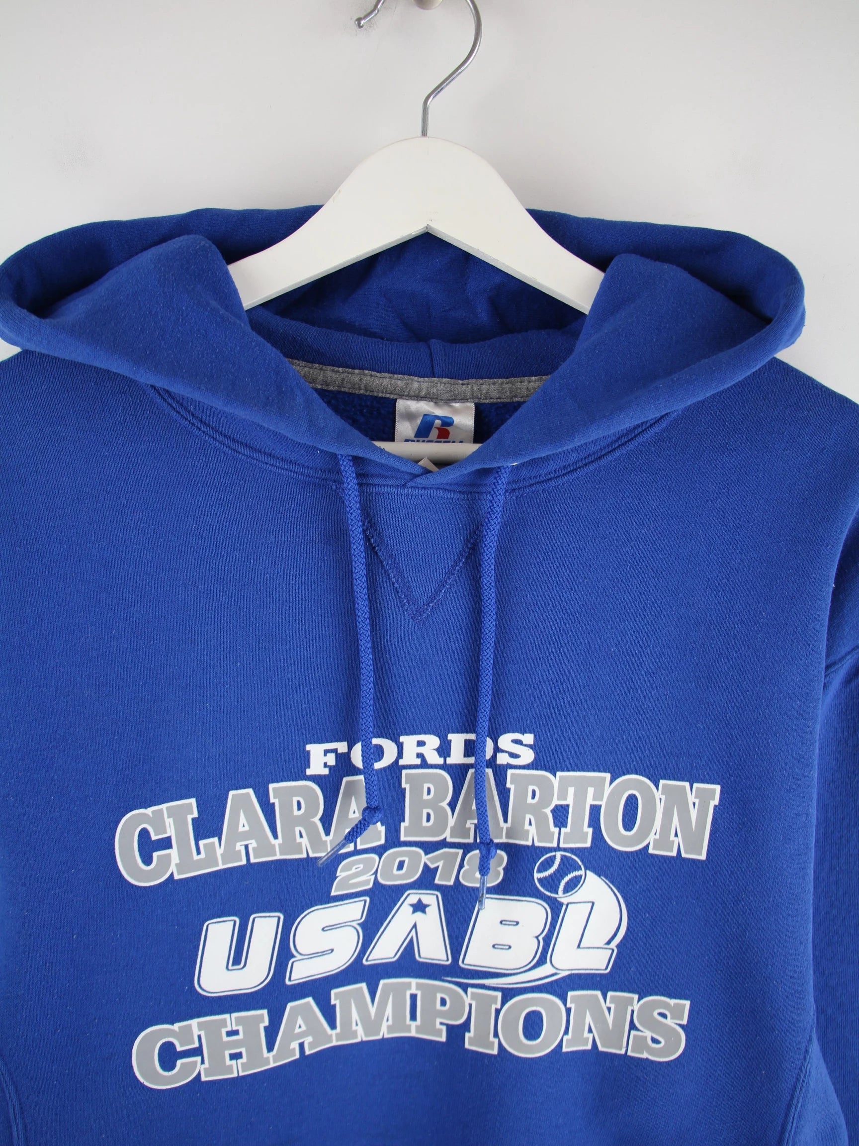 Russell Athletic Hoodie Blau M – Detailansicht Vorderseite
