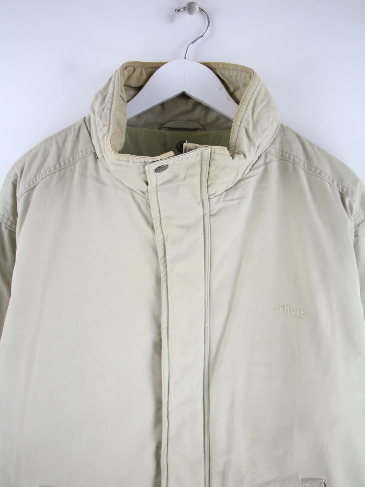 Schott Jacke Beige M – Detailansicht Vorderseite