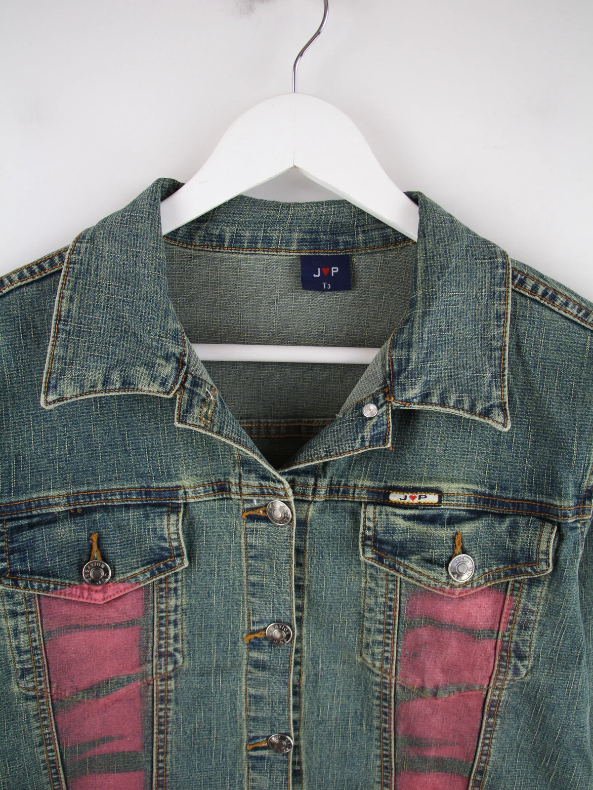 Vintage Jeansjacke Blau XS – Detailansicht Vorderseite