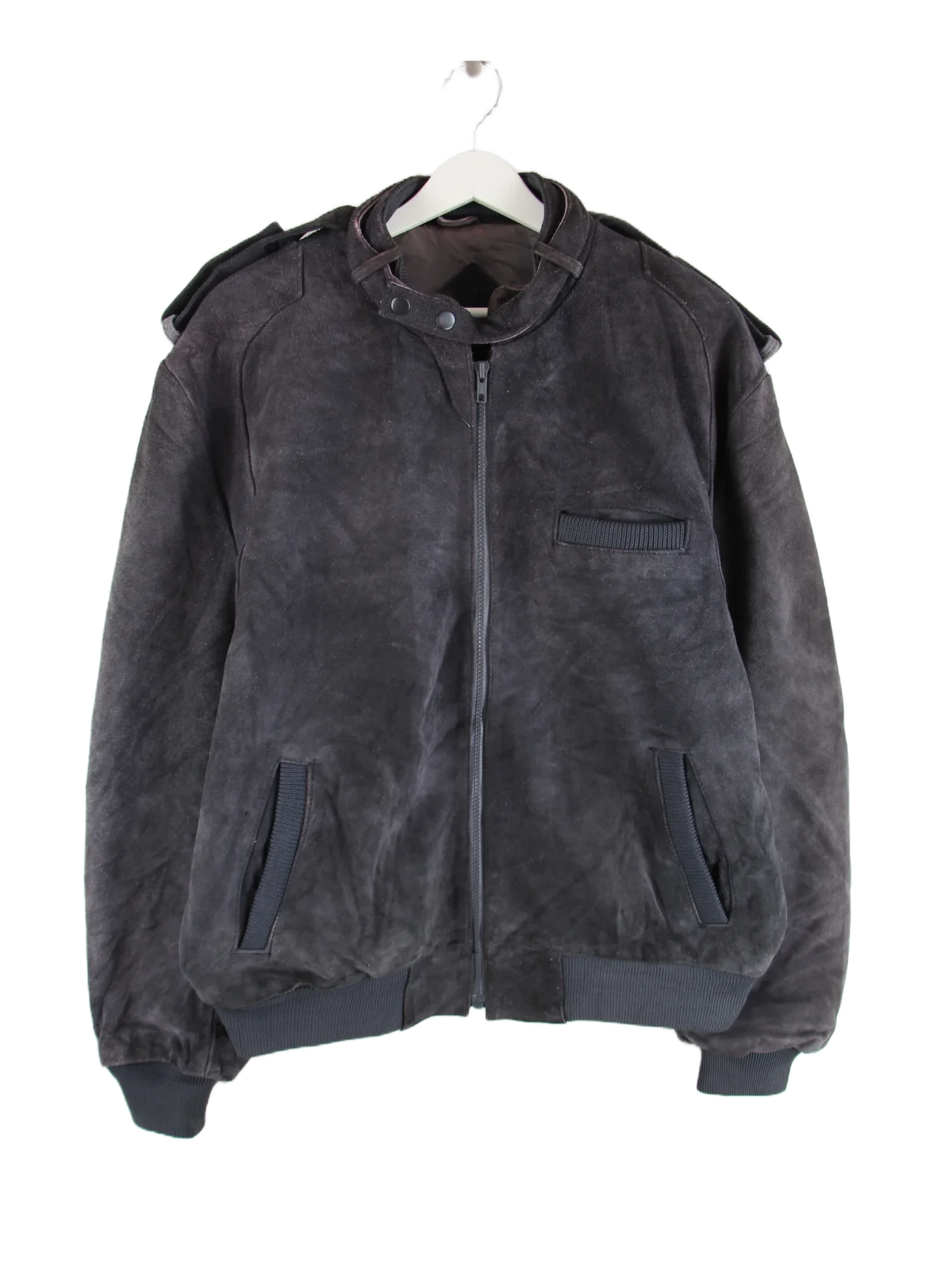 Vintage Lederjacke Grau XL – Vorderseite