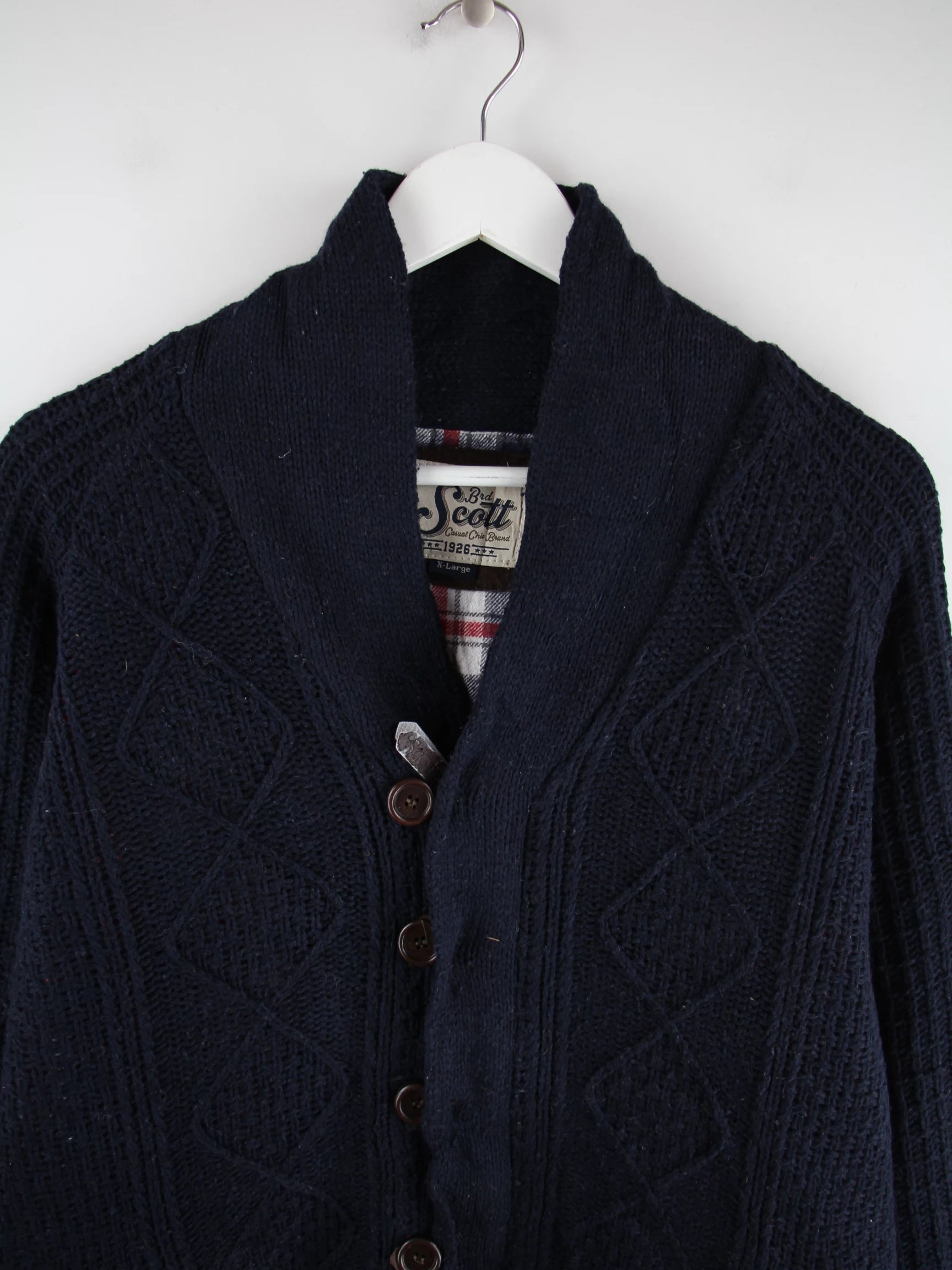 Vintage Strickjacke Blau XL – Detailansicht Vorderseite