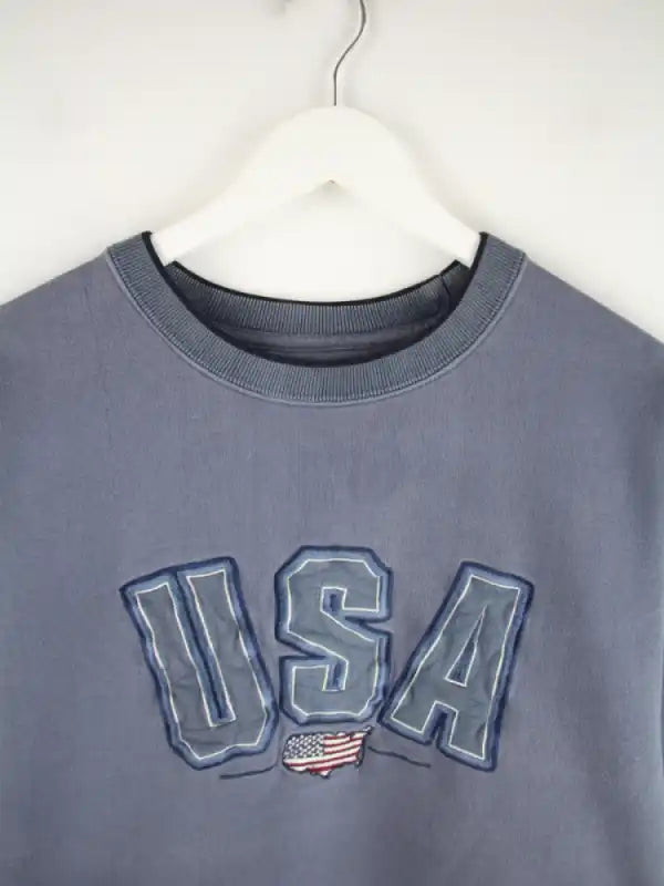 Vintage Sweater Blau XXL – Detailansicht Vorderseite