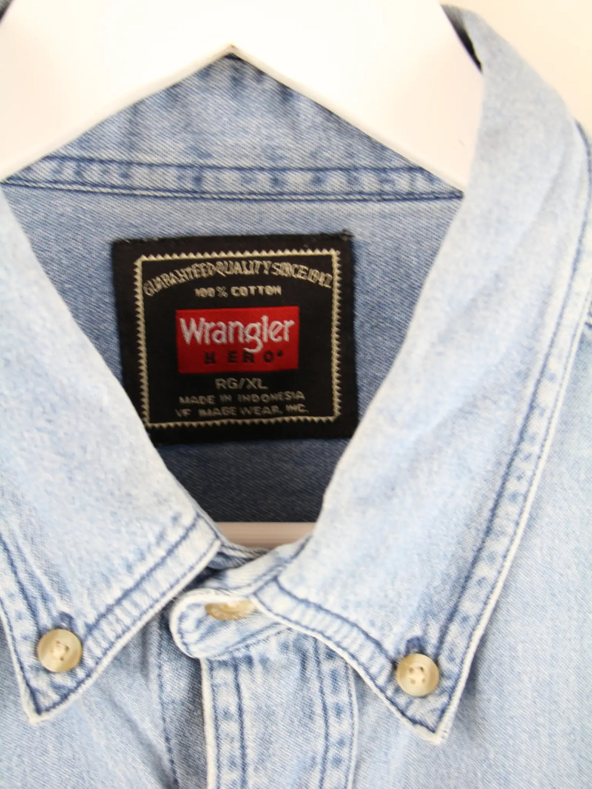 Wrangler Freizeit Hemd Blau XL – Etikett