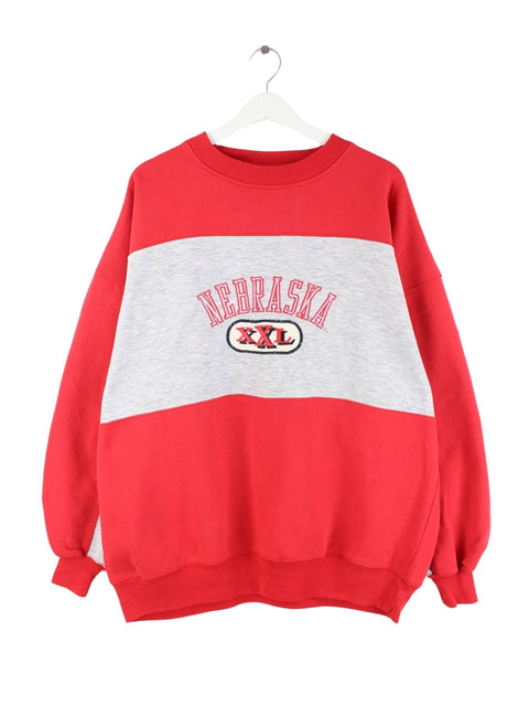 Crable Sportswear 90s Vintage Nebraska Embroidered Heavy Sweater Rot XL