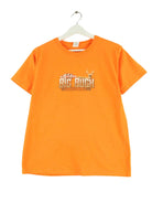 Gildan Damen Big Buck Moto Racing Print T-Shirt Orange XXS (front image)