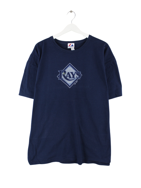 Majestic 00s MLB Tampa Bay Rays Print T-Shirt Bleu XXL