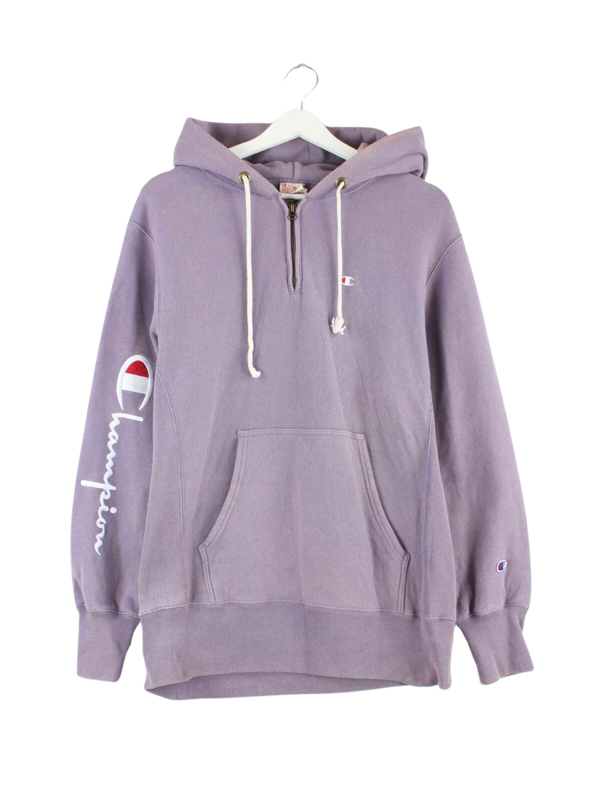 Champion 00s Reverse Weave Half Zip Hoodie Lila L (front image)