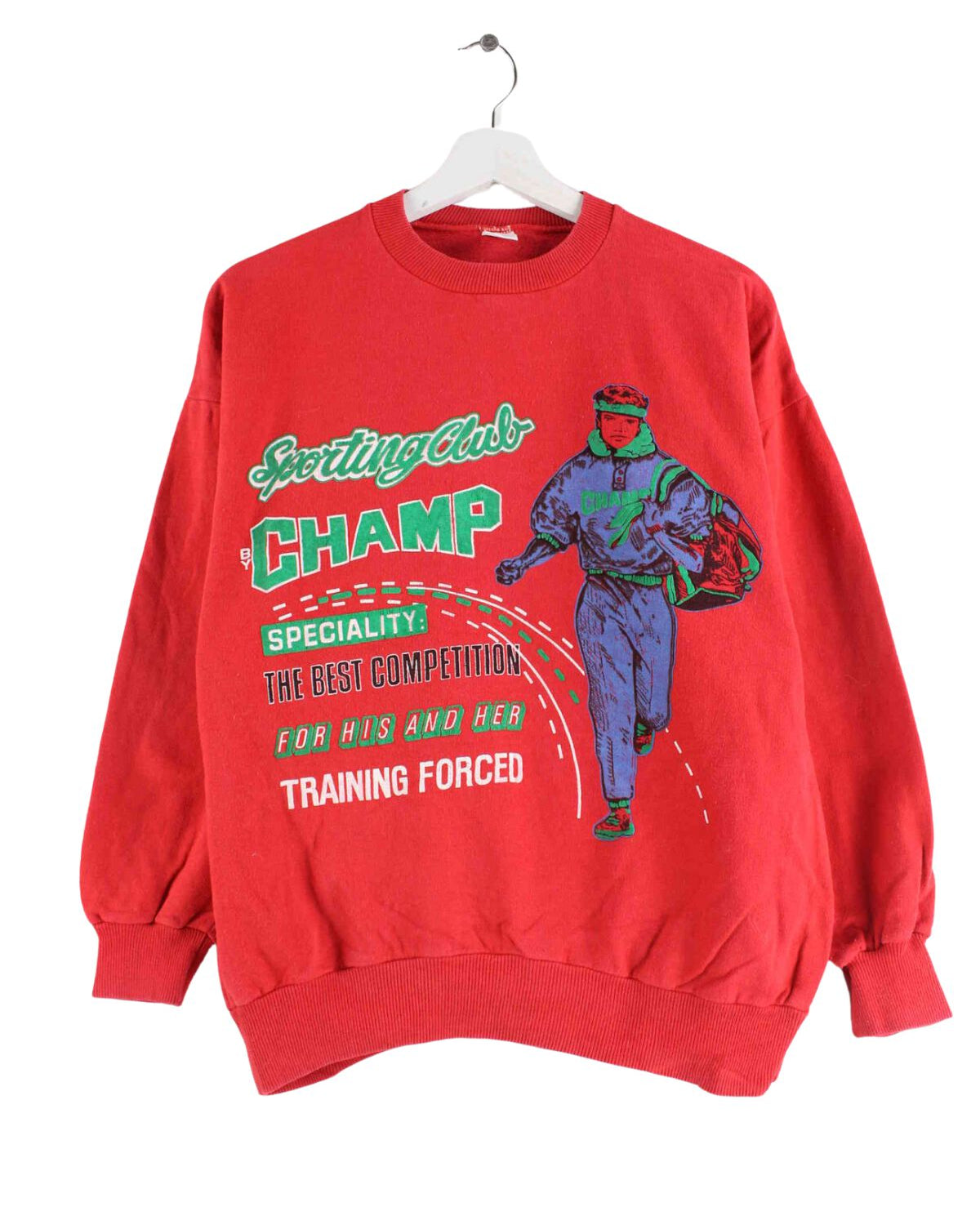 Vintage 80s Champ Print Sweater Rot XS (front image)