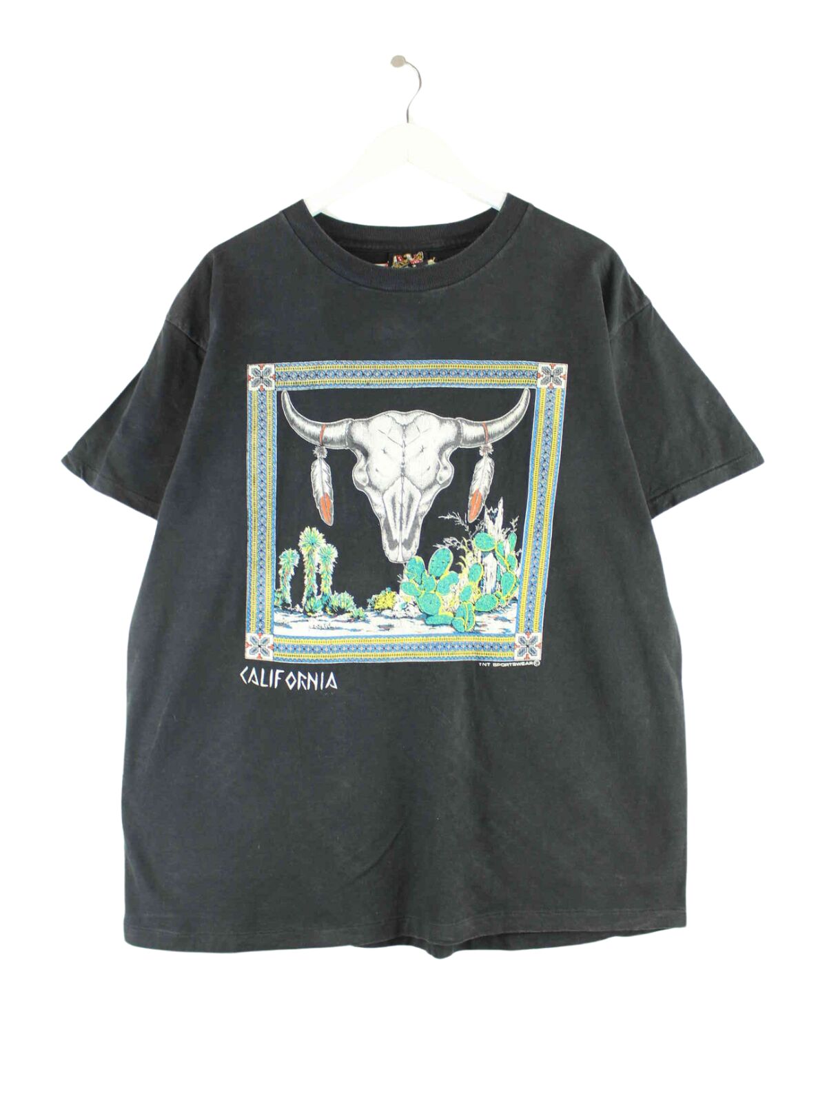 Vintage 90s California Print Single Stitch T-Shirt Schwarz XL (front image)