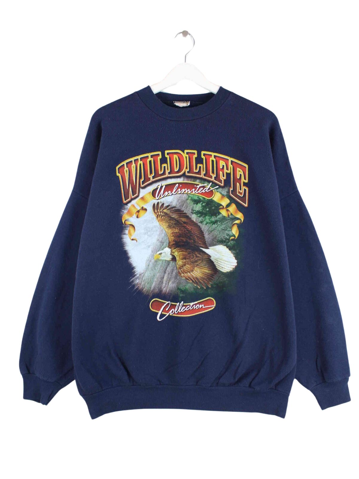 Vintage 90s Wildlife Print Sweater Blau L (front image)