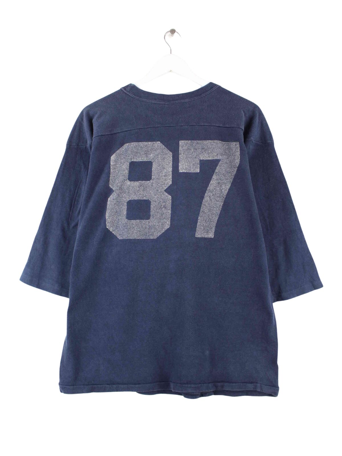 Champion Print Kurzarm Sweatshirt Blau M (back image)