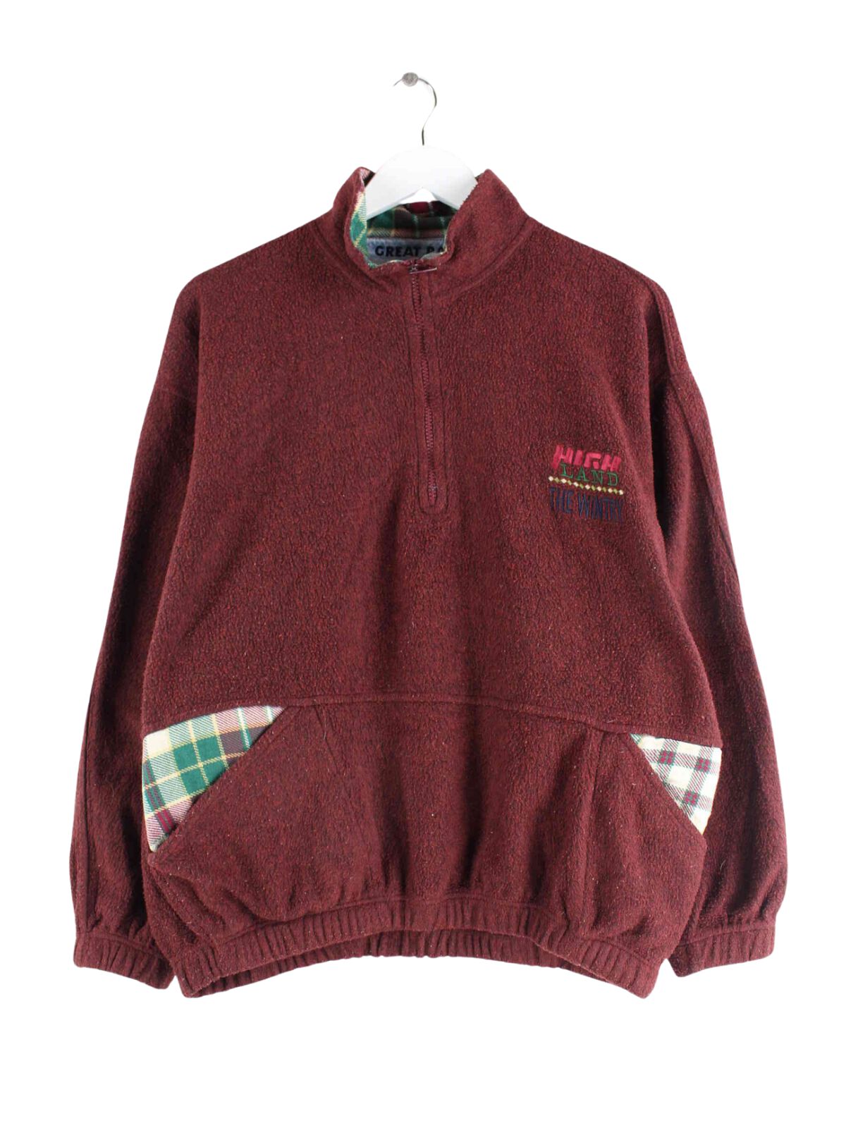 Vintage 90s Fleece Half Zip Sweater Rot S (front image)